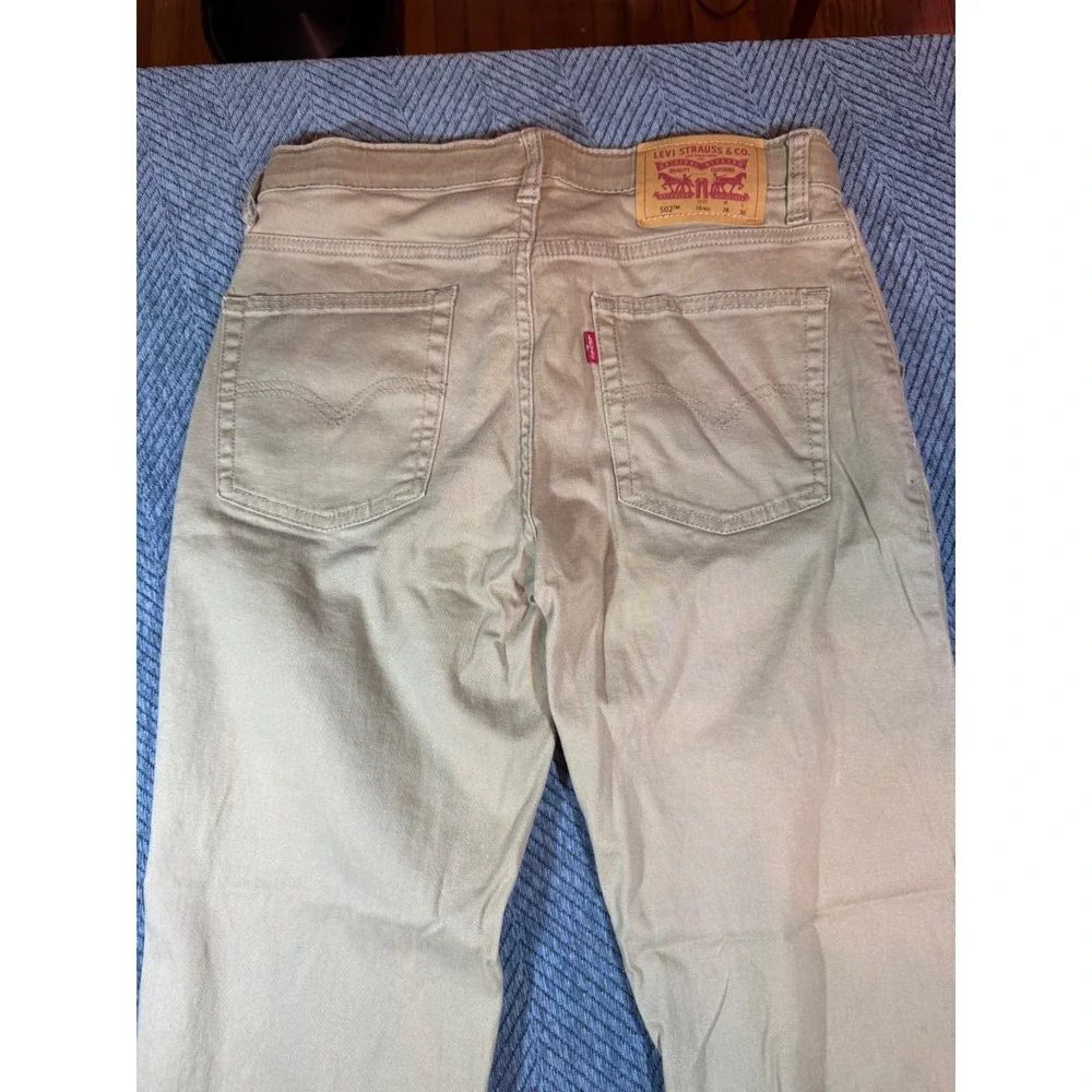 Levis 502 Beige Tan Pants Mens 28x30 Size 16 Reg Flex Cord Skate Jeans
